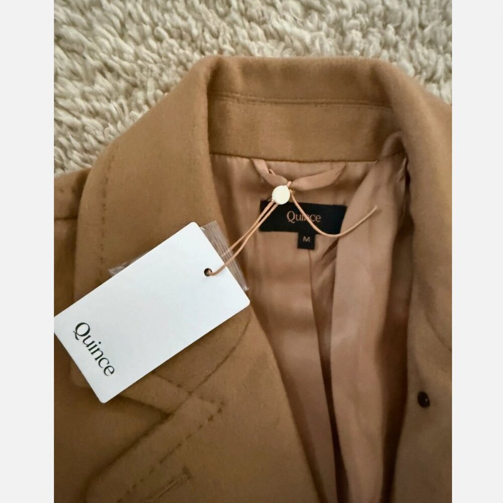 Quince NWT Italian Wool Double-Breasted Slouch Coat Caramel Size med - Picture 5 of 9